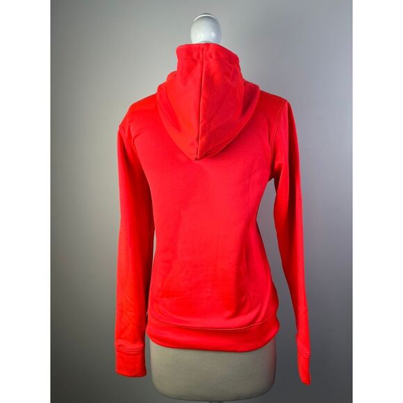 Under Armour Neon Orange Athletic Hoodie Sweatshirt with Black Drawstrings SM/P - Picture 5 of 5